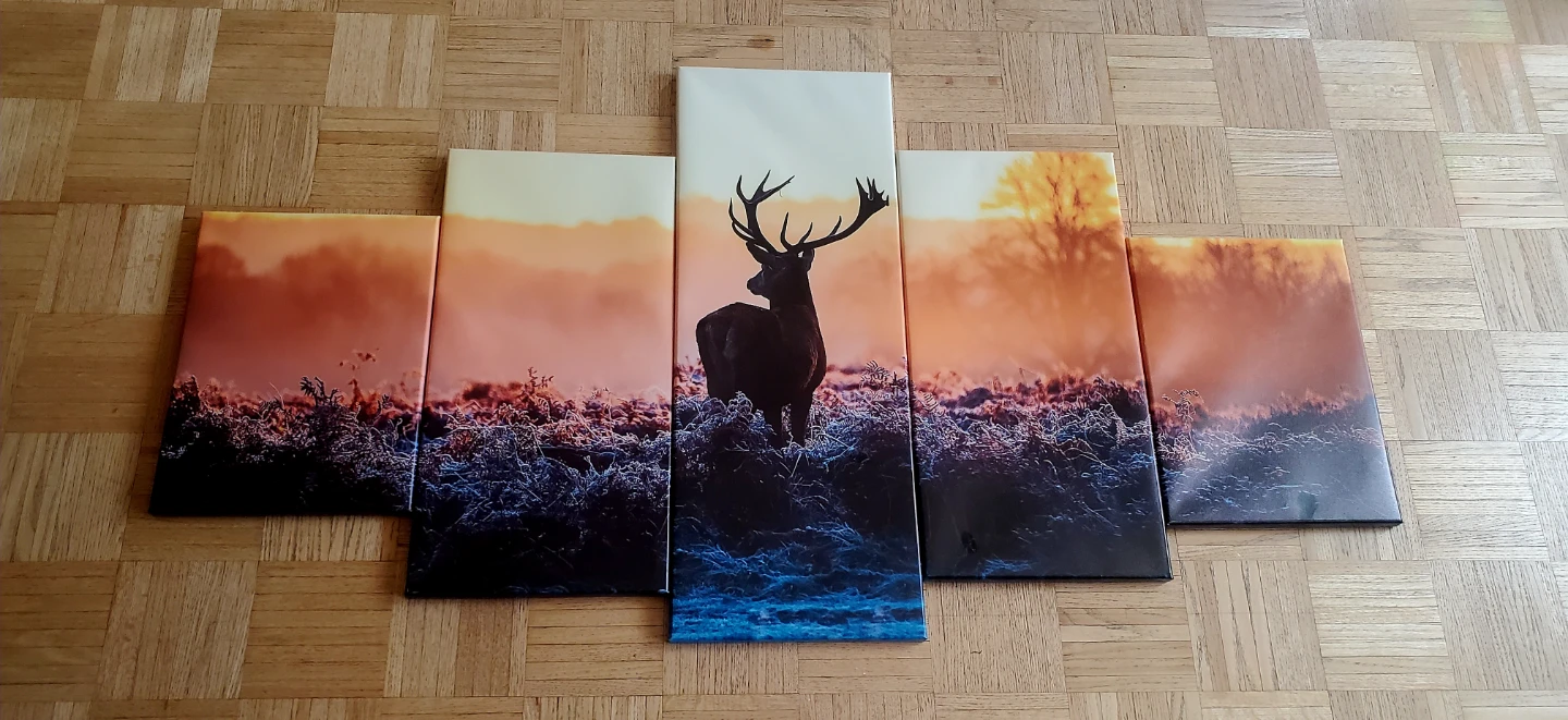 5-Panel Deer Canvas Wall Art