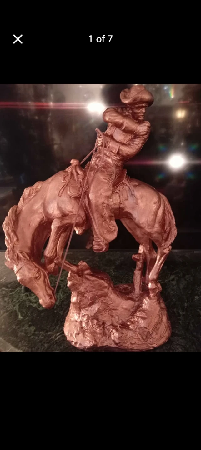 Austin Sculpture Bronze Western Cowboy on Horse Figurine 1978