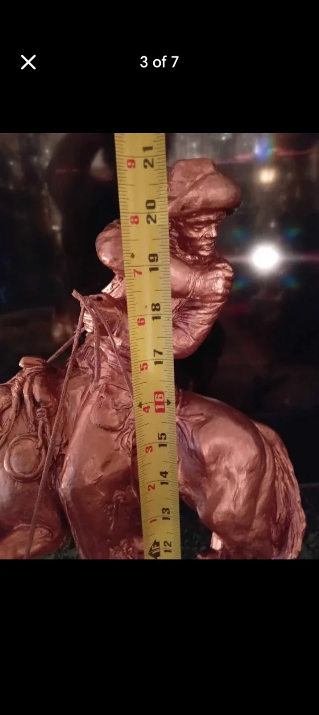 Austin Sculpture Bronze Western Cowboy on Horse Figurine 1978 - photo 3