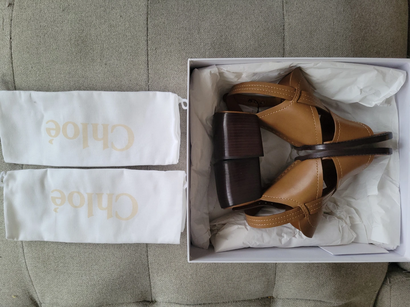Chloe Women's Tan Leather Sandals - Size 38.5