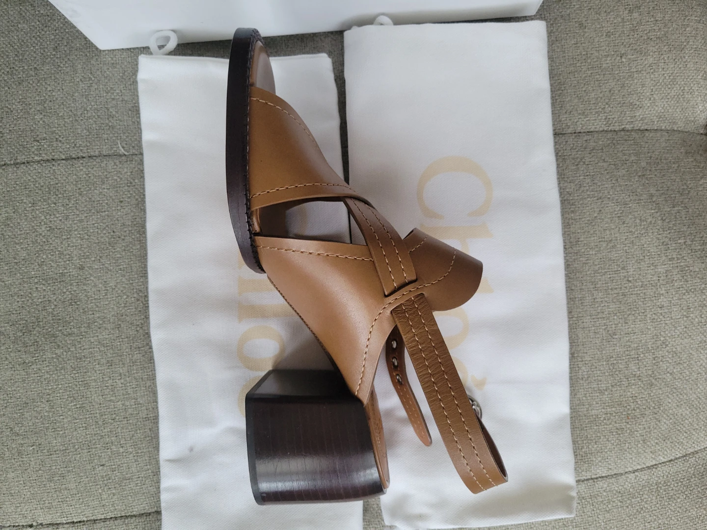 Chloe Women's Tan Leather Sandals - Size 38.5 - photo 2