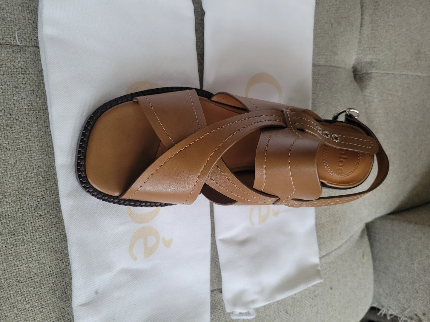 Chloe Women's Tan Leather Sandals - Size 38.5 - photo 3