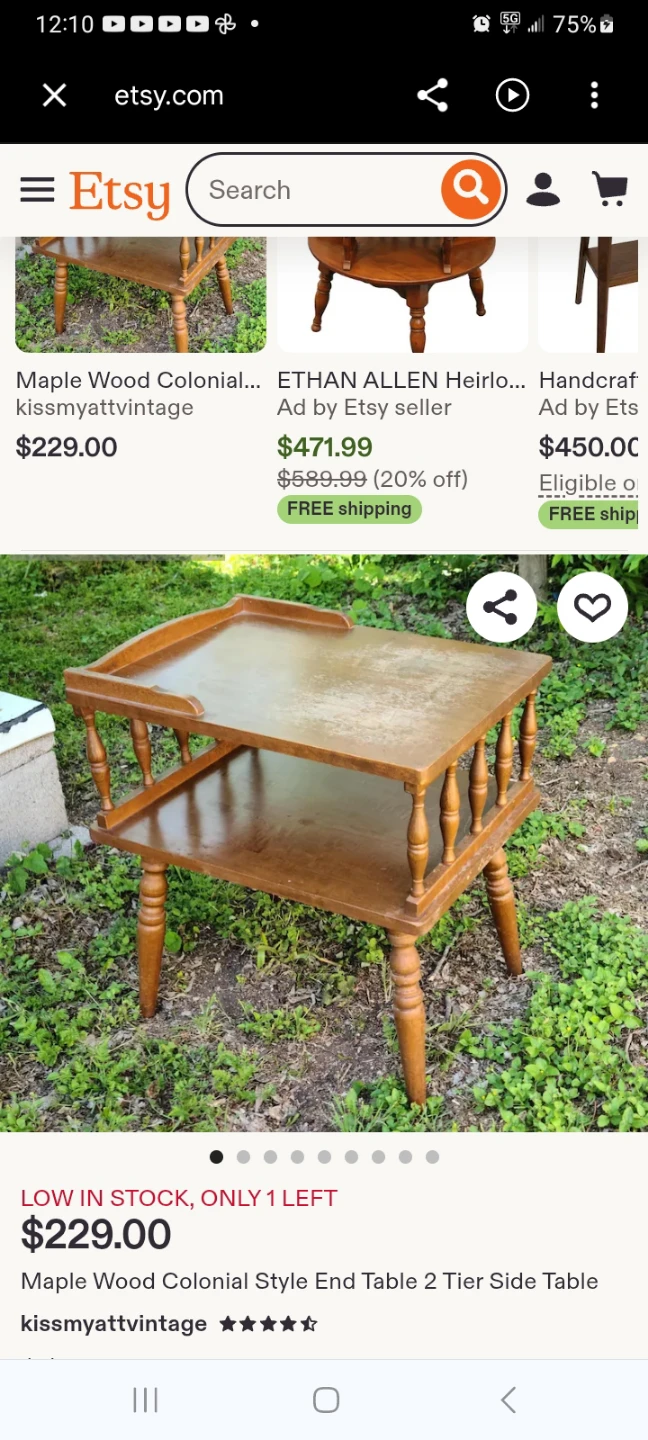 MID CENTURY 2 TIER SIDE TABLE Rare Find - photo 2