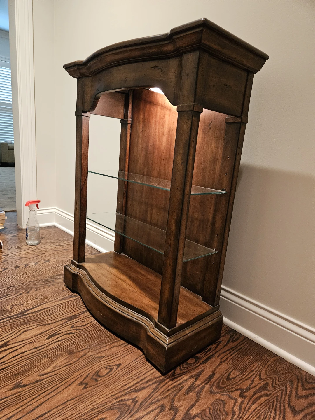 Walter E. Smithe  Wooden Display Cabinet with Glass Shelves
