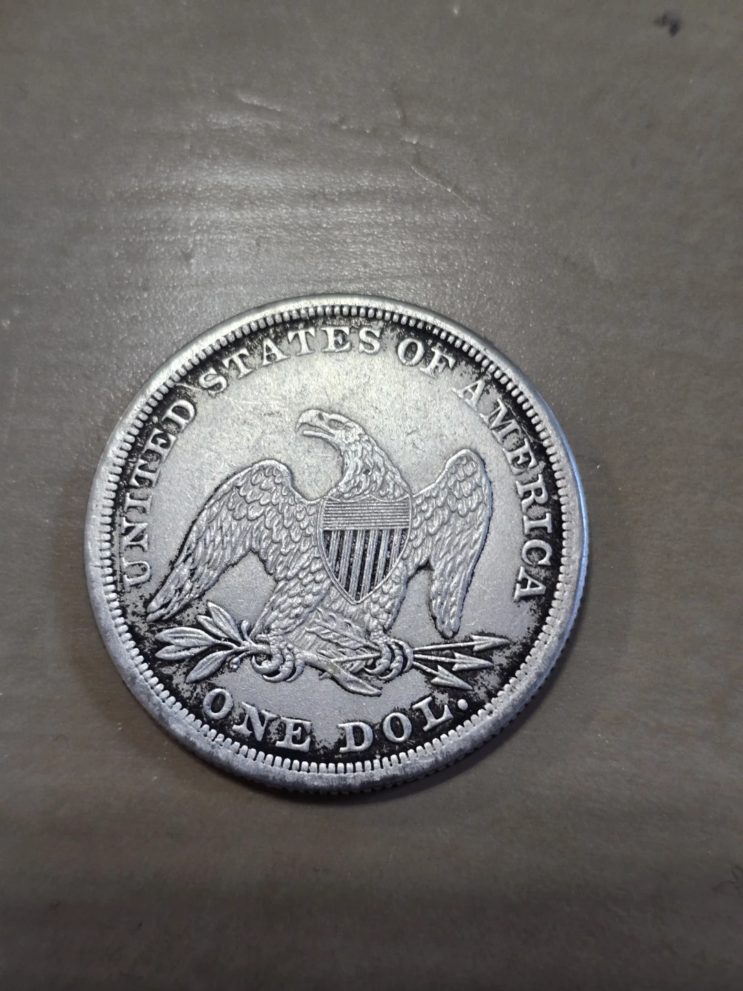 1862 US Seated Liberty Silver Dollar Coin - photo 2