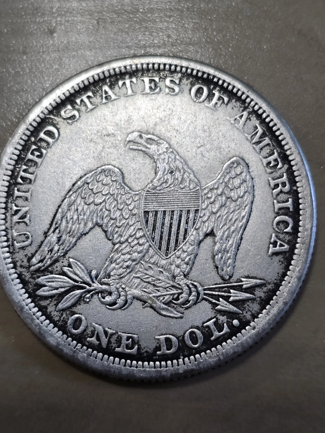 1862 US Seated Liberty Silver Dollar Coin - photo 4