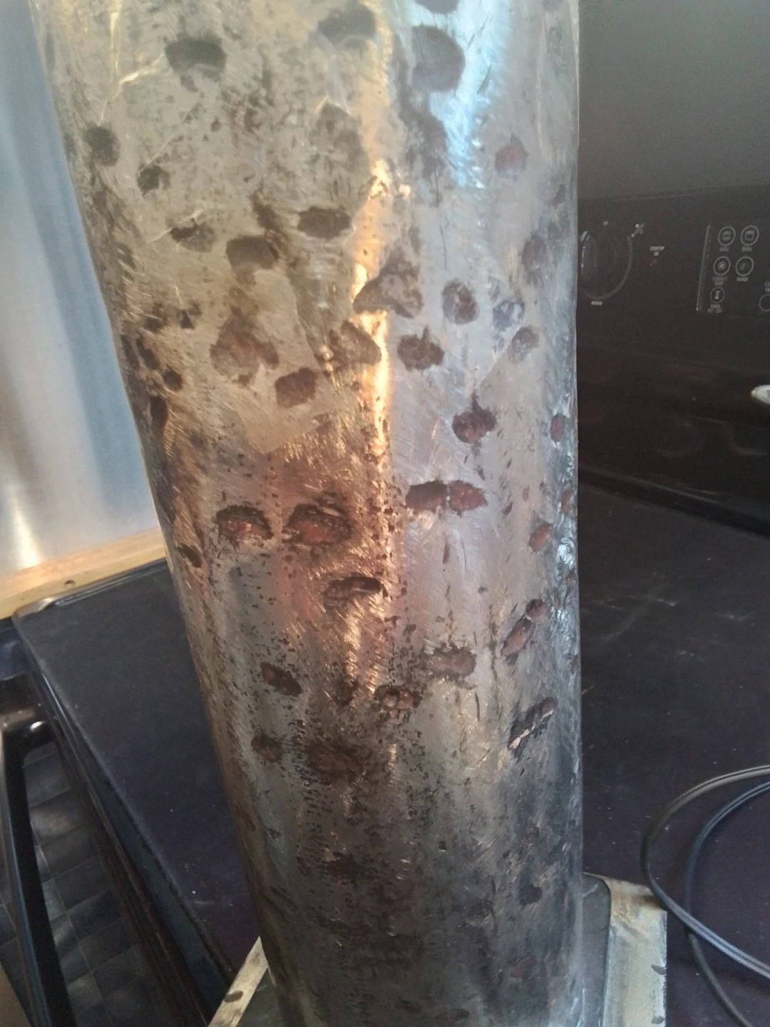 Brutalist/Industrial Chic Table Lamp mottled, pitted metallic - photo 4