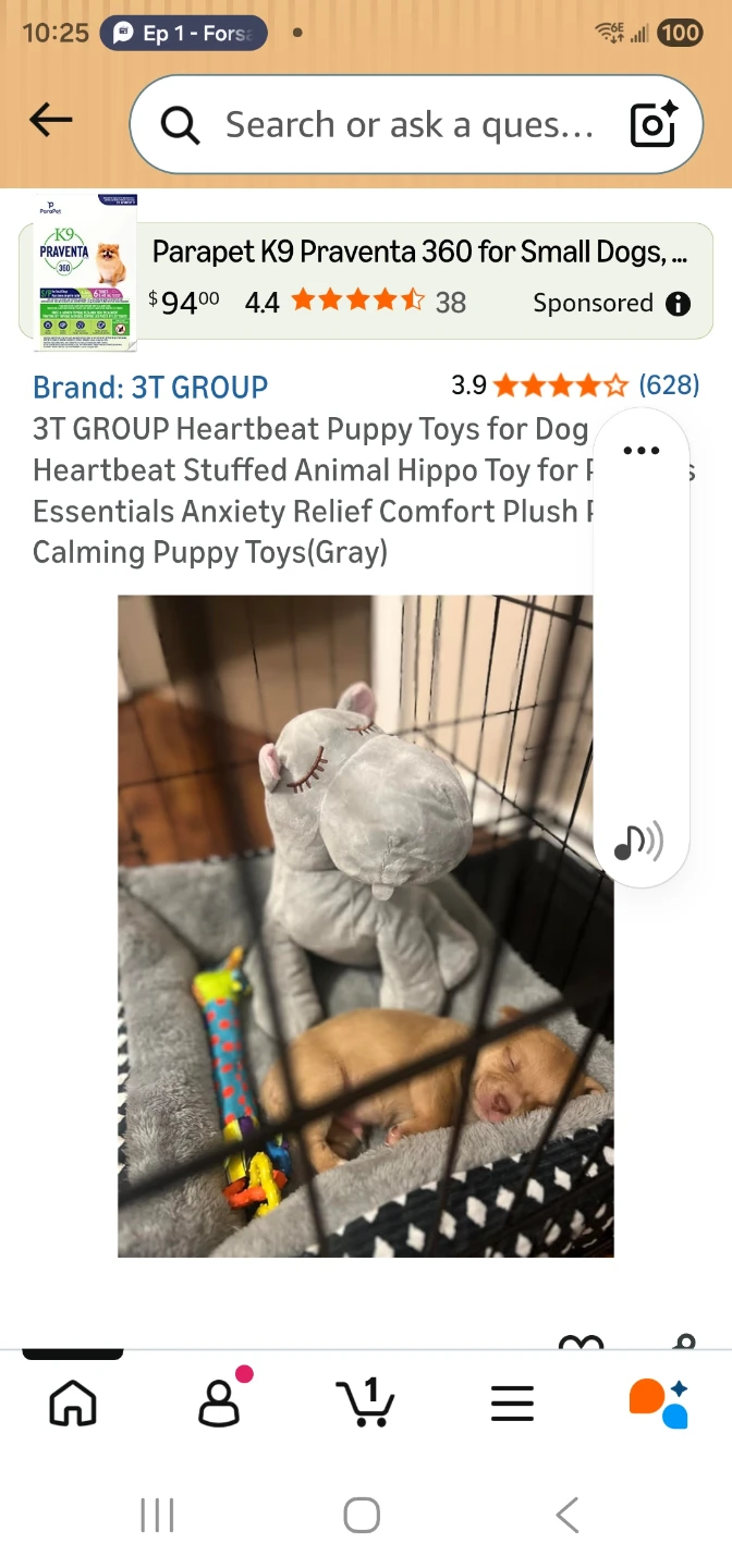 3T GROUP Heartbeat Puppy Toy for Dogs - Comfort Plush Hippo - photo 4