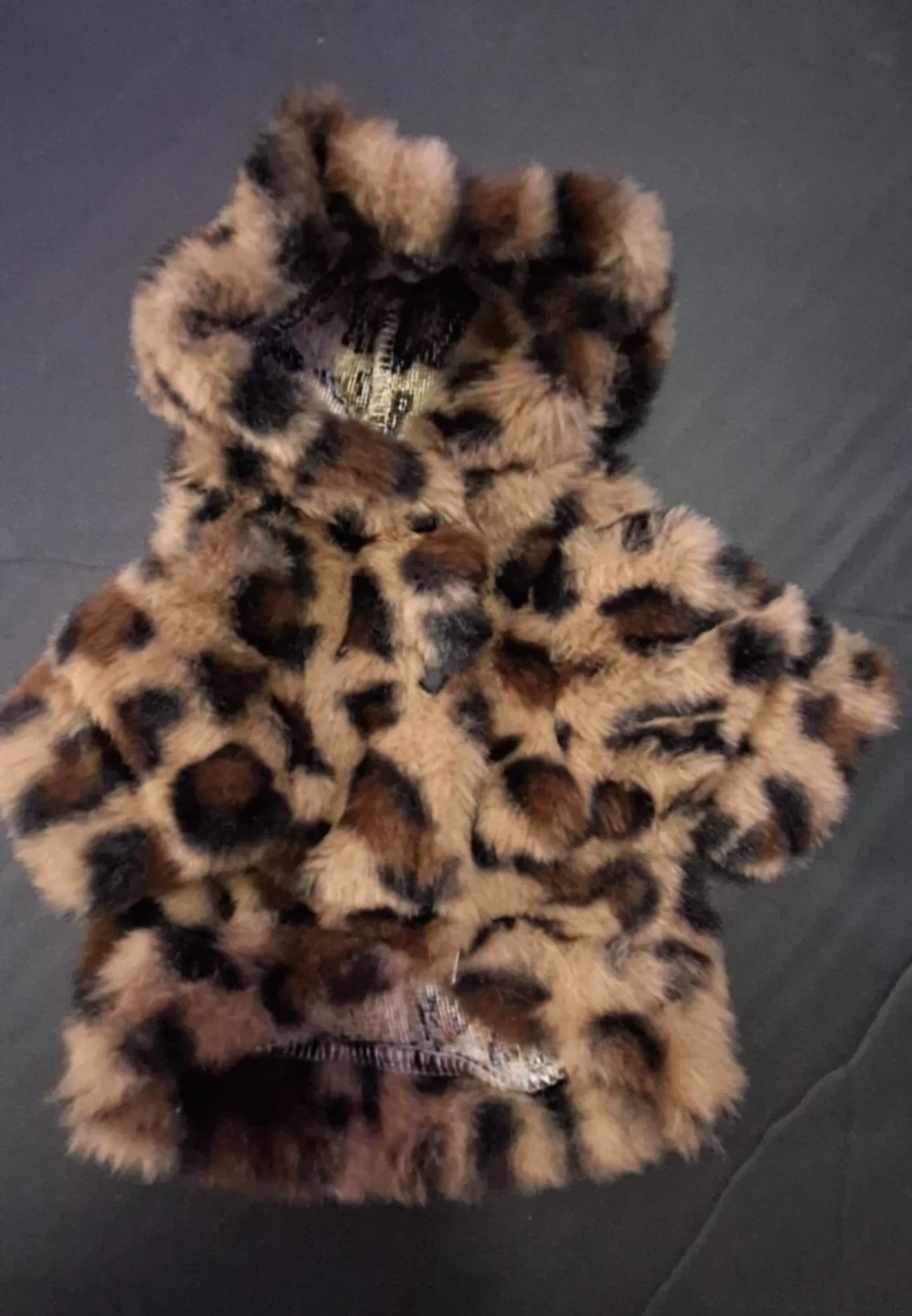 Fuzzy Leopard Print Hooded Jacket for Pets