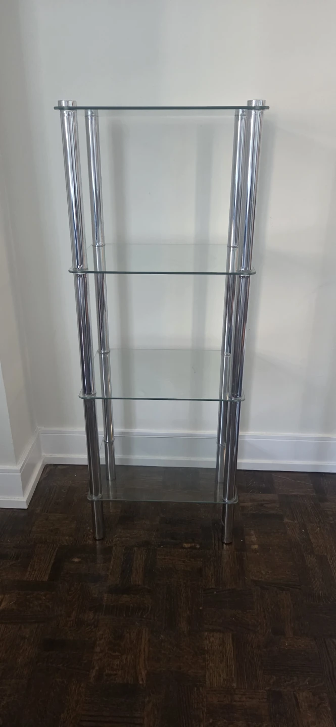 Glass and Chrome 4 Shelf Display Unit