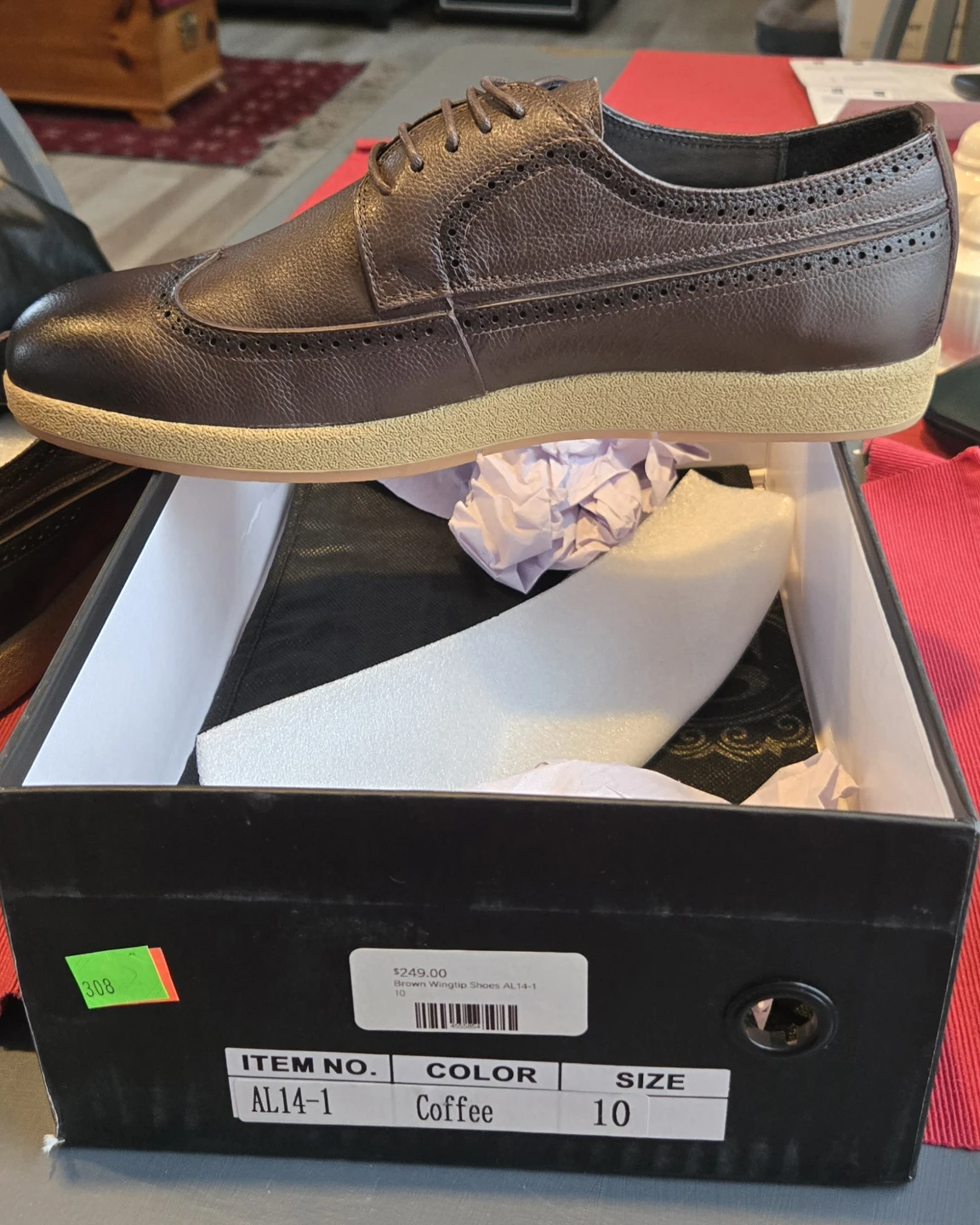 Shover Brown Wingtip Shoes - Size 10 - photo 4