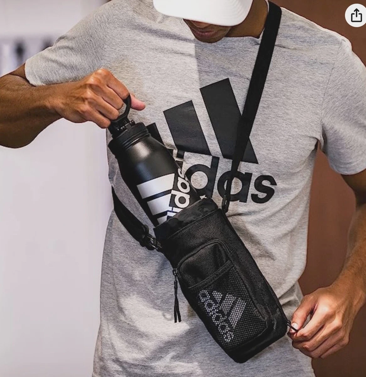 Adidas Hydration Crossbody Water Bottle Bag Black One Size