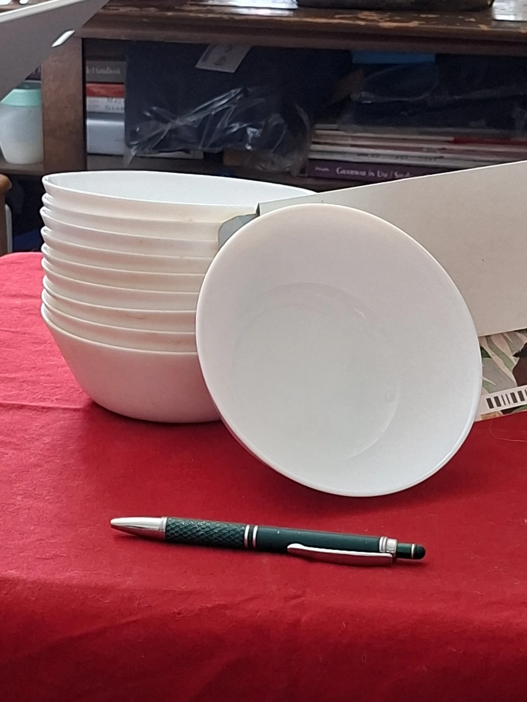 Stack of  10 White Bowls