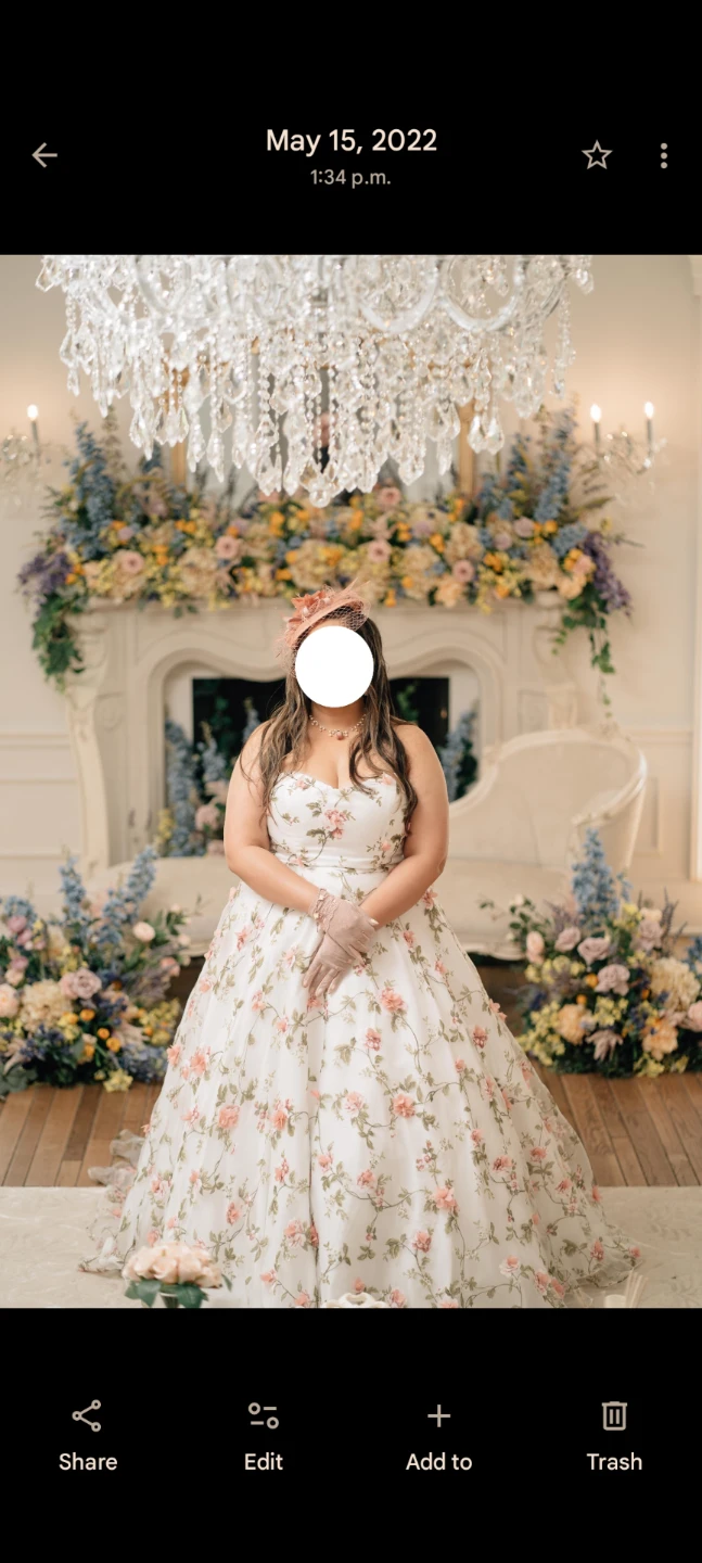 Strapless Floral Ballgown Wedding Dress