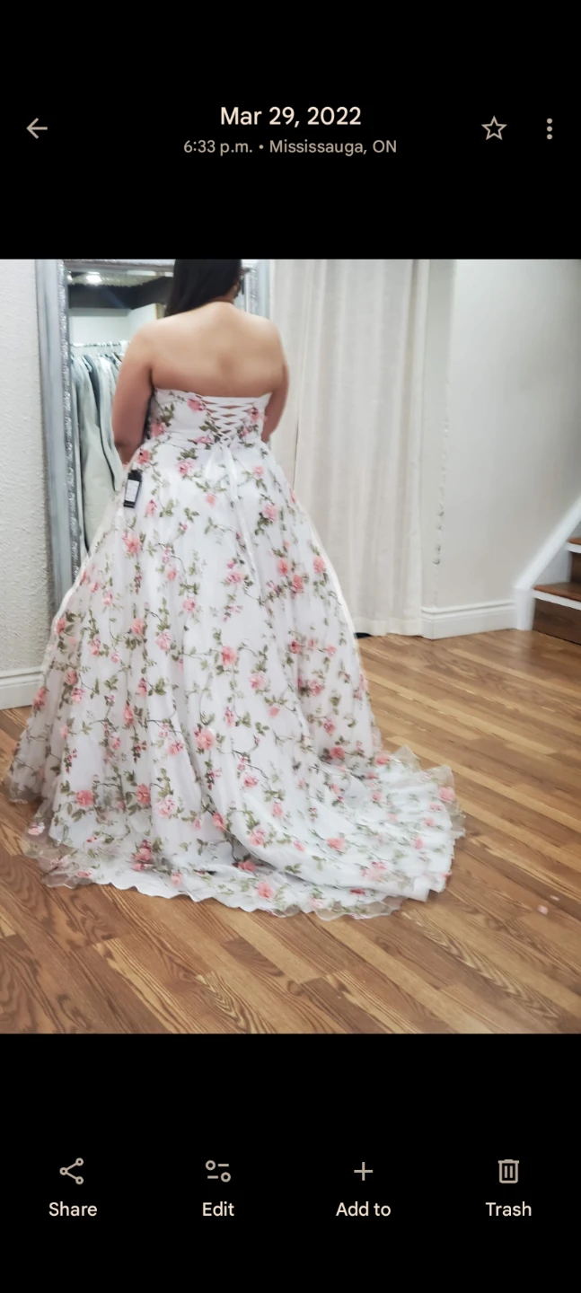 Strapless Floral Ballgown Wedding Dress - photo 2
