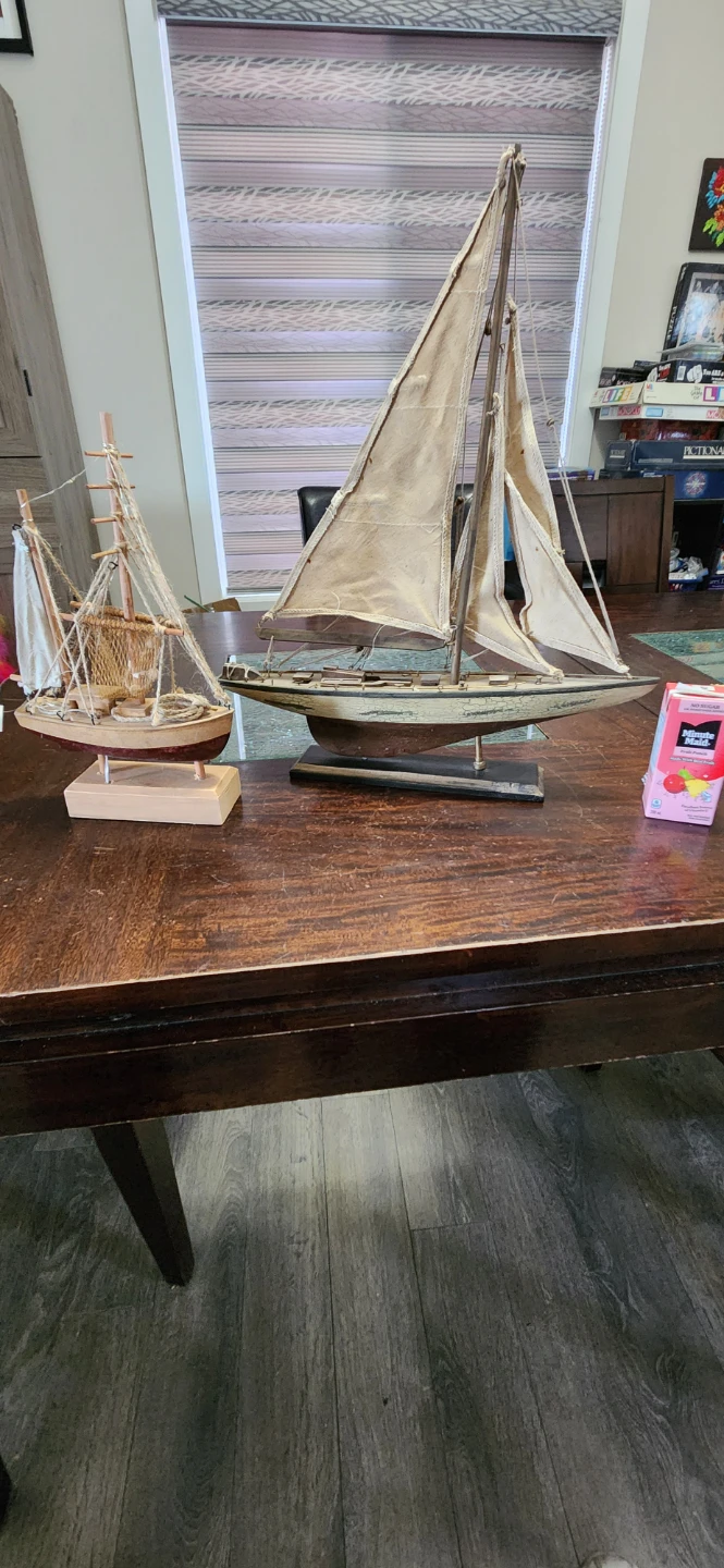 Two Wooden Sailboat Models