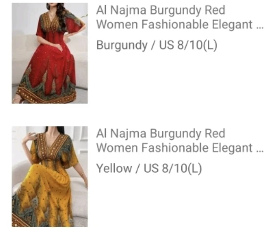 Al Najma Women's Elegant Dress - Burgundy or Yellow, Size L
