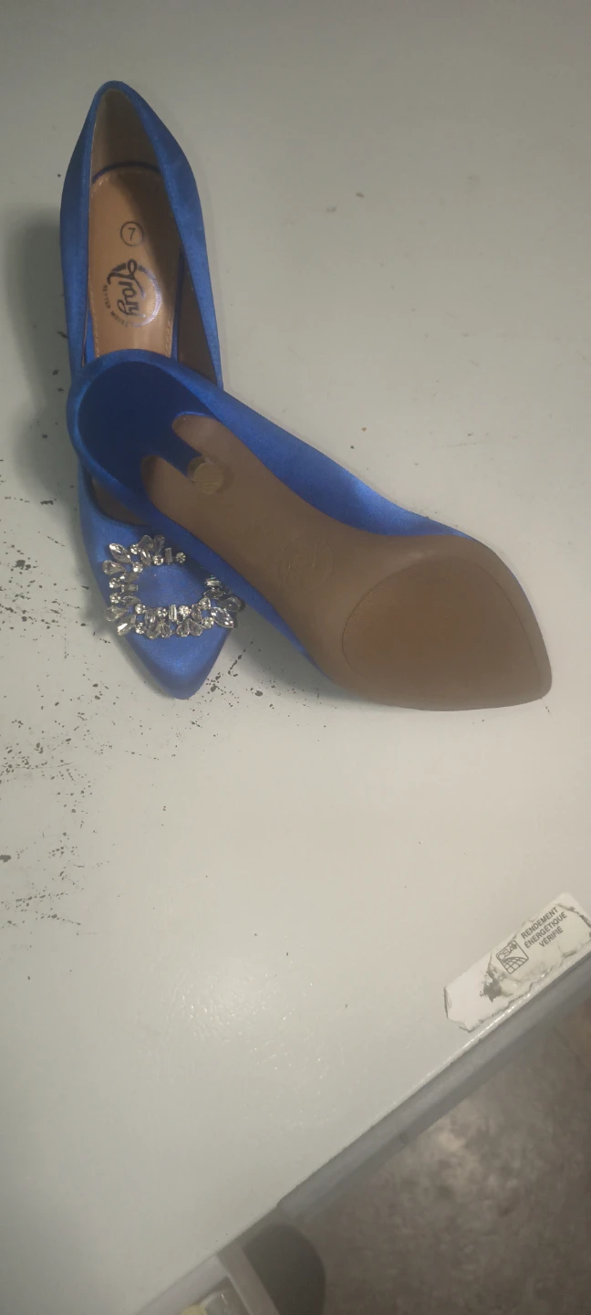 Blue Satin Heels with Embellishment - Size 7 - photo 2