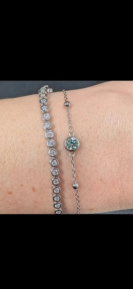 Blue Green Moissanite 925 sterling silver bracelet