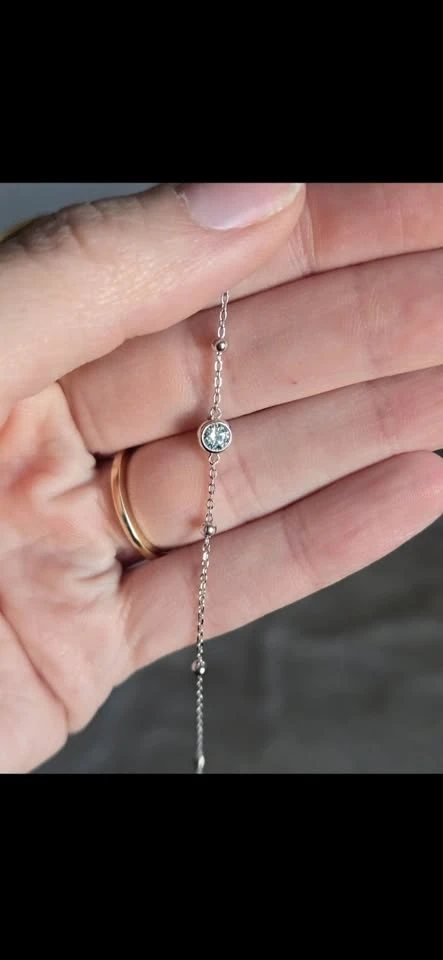 Blue Green Moissanite 925 sterling silver bracelet - photo 2