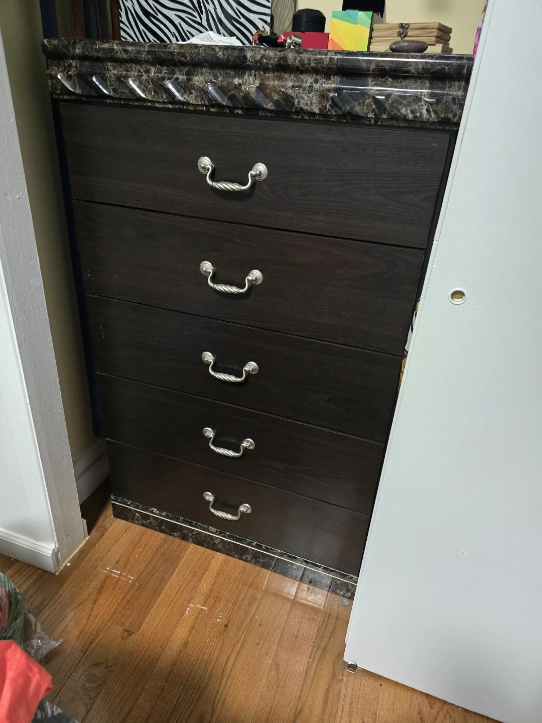 Dark Brown Dresser with Marble Top