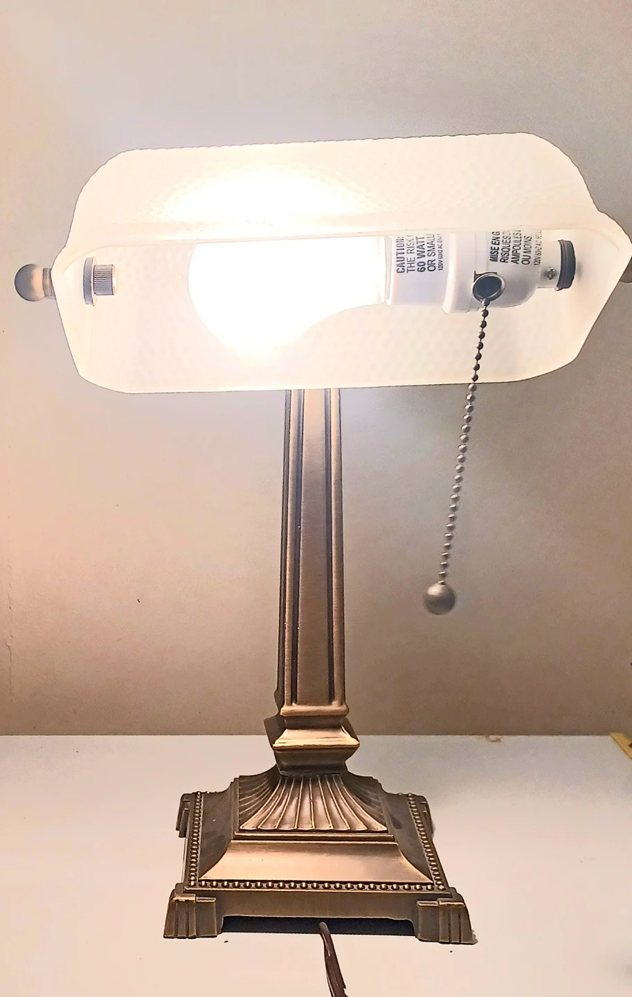 Vtg Bronze Cheyenne Banker's Lamp - photo 5