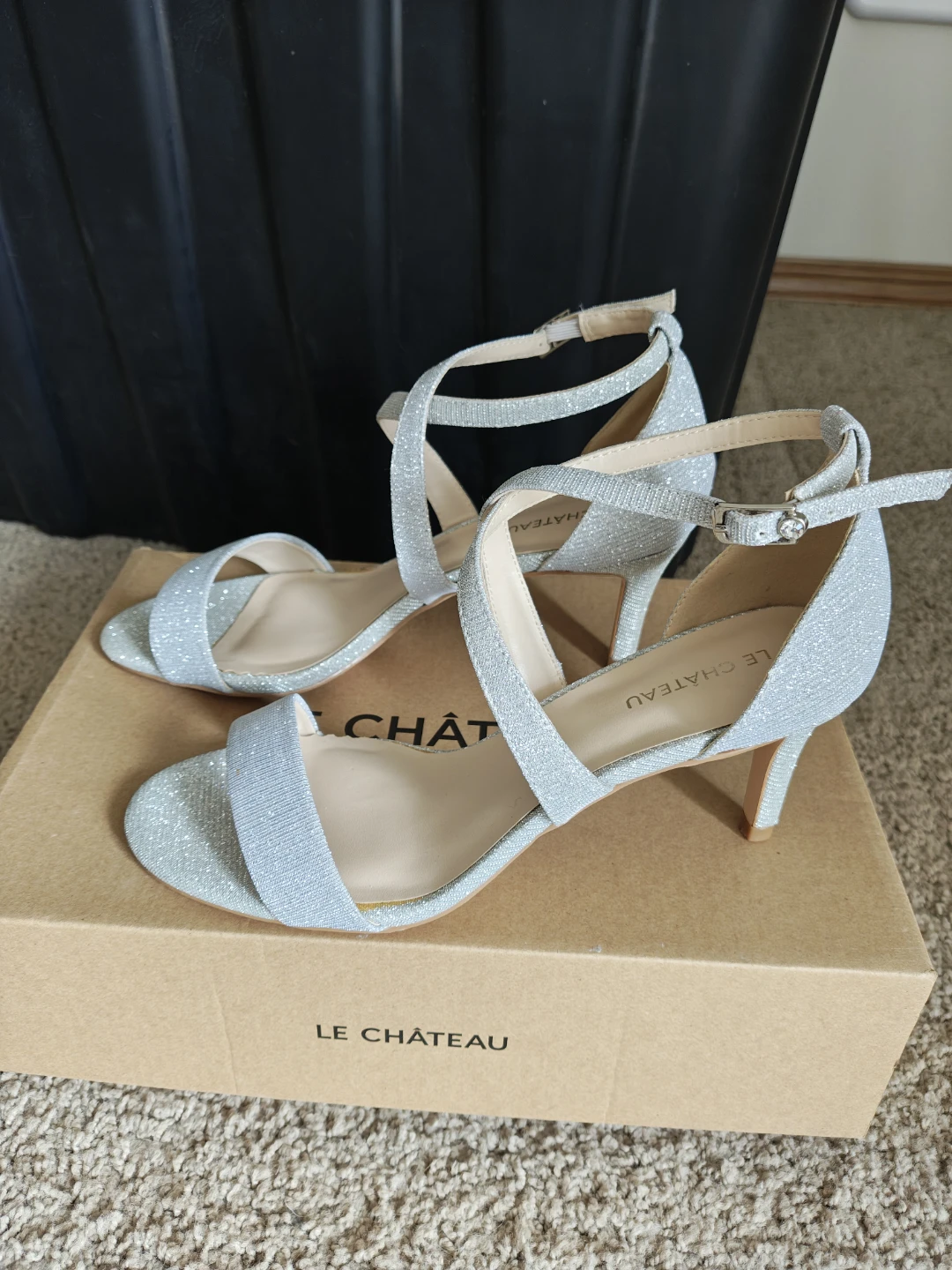 Le Château Silver Glitter Heels