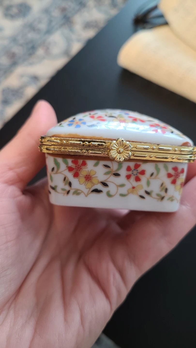 Set of 3 Porcelain Trinket Box with Floral Design - photo 3