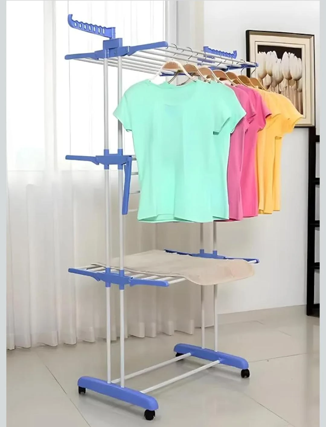 3-Tier Rolling Laundry Drying Rack with Wheels