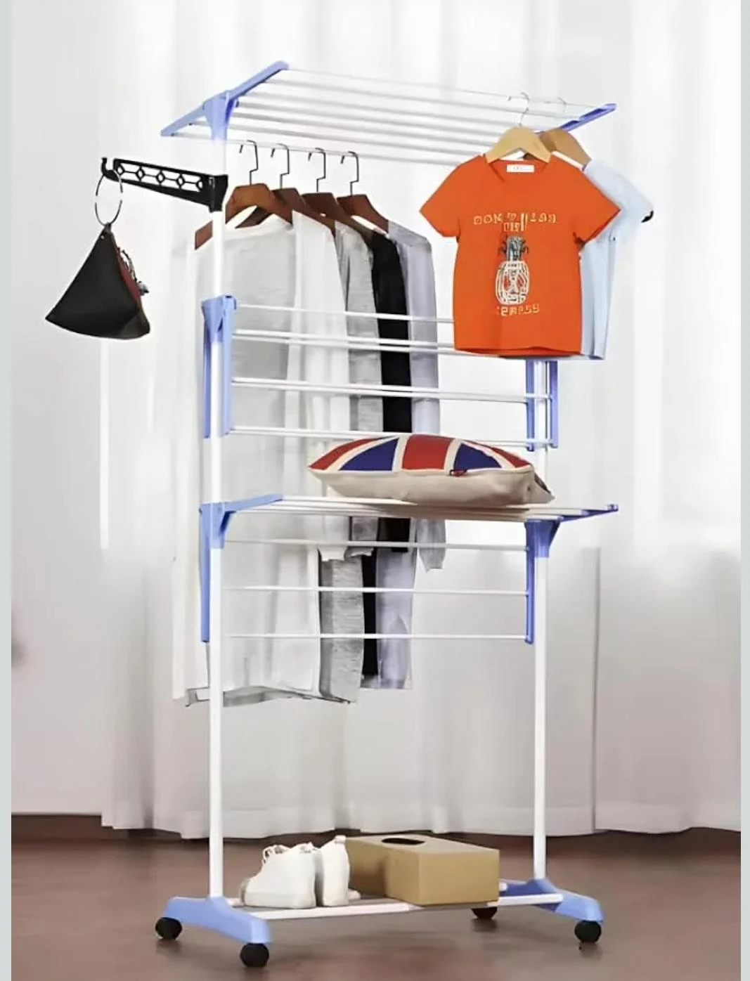3-Tier Rolling Laundry Drying Rack with Wheels - photo 3