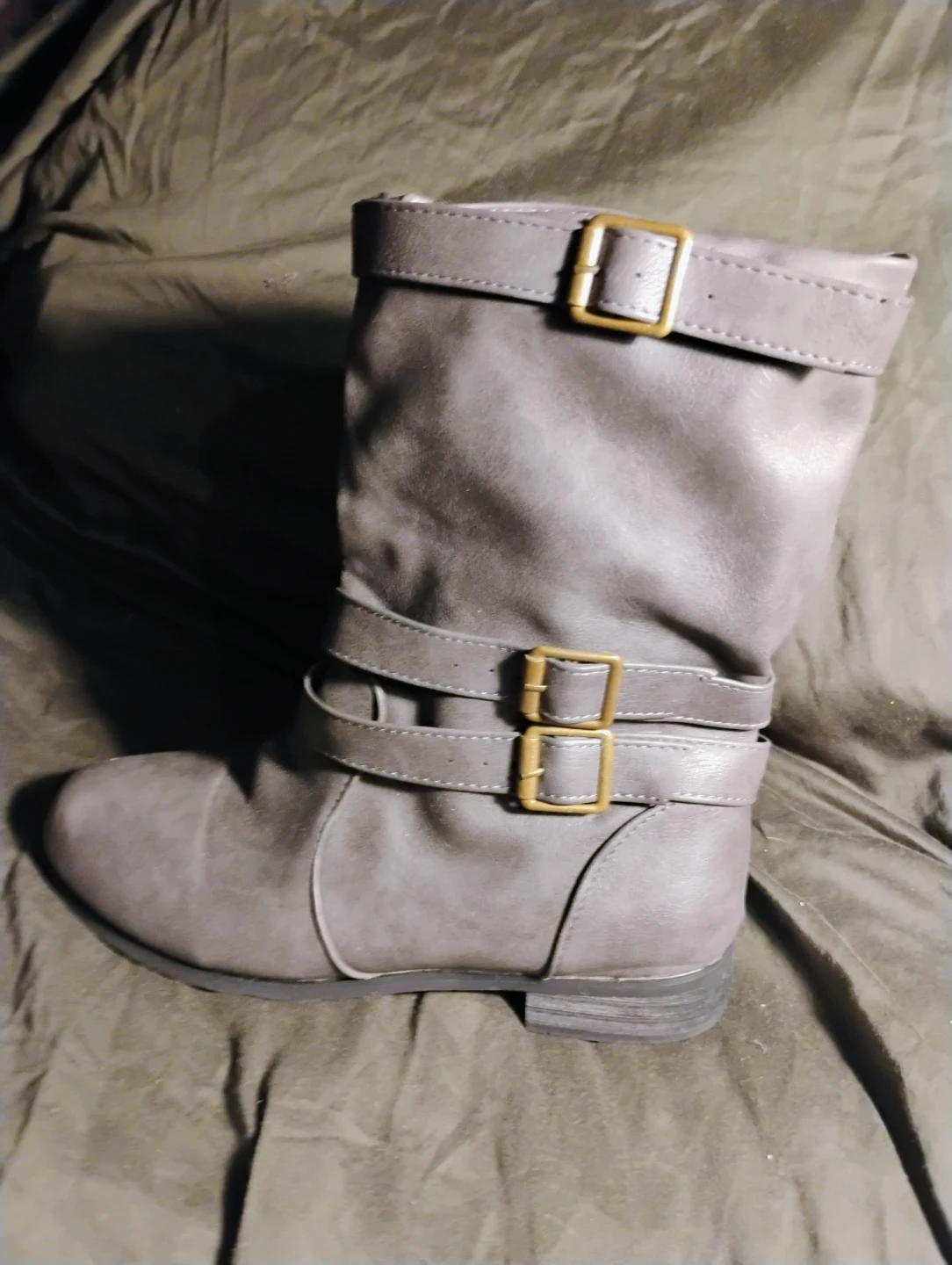 Women's Grey Buckle Boots - photo 2
