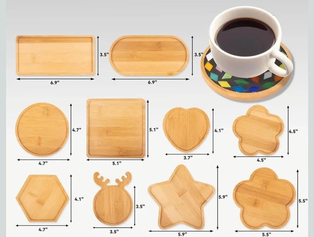 10pcs Wooden Assorted Shapes Coaster Bases - photo 3