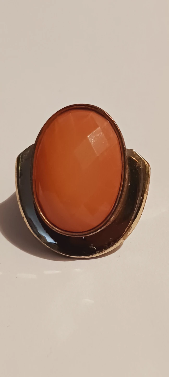 Gold Tone Ring with Orange Faceted Stone - photo 3