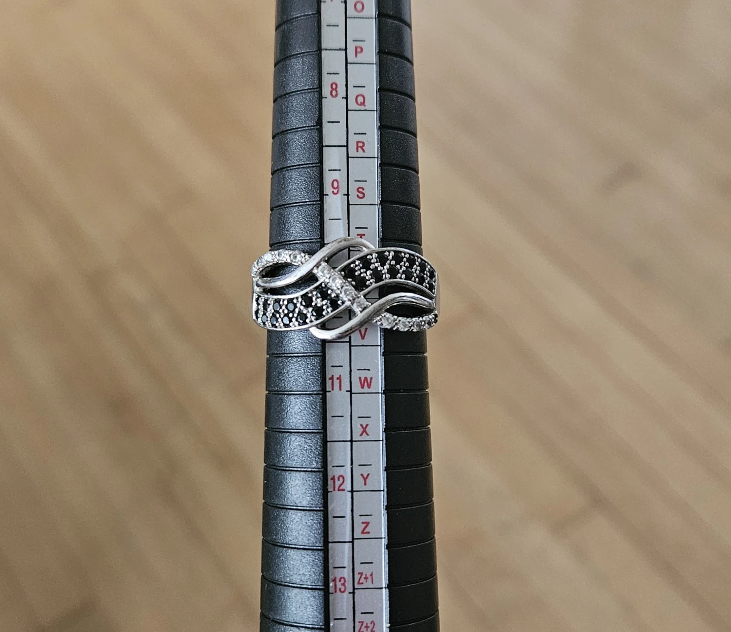 Sterling Silver Infinity Ring with Black spinel and CZ Stones