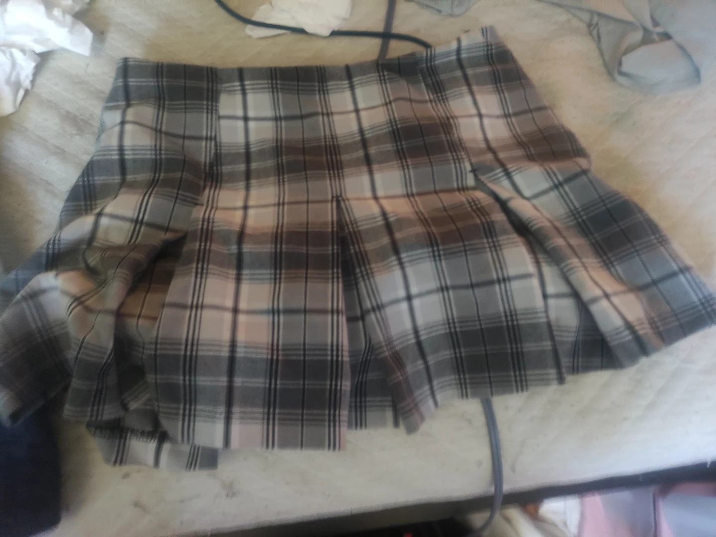 Plaid Pleated Mini Skirt