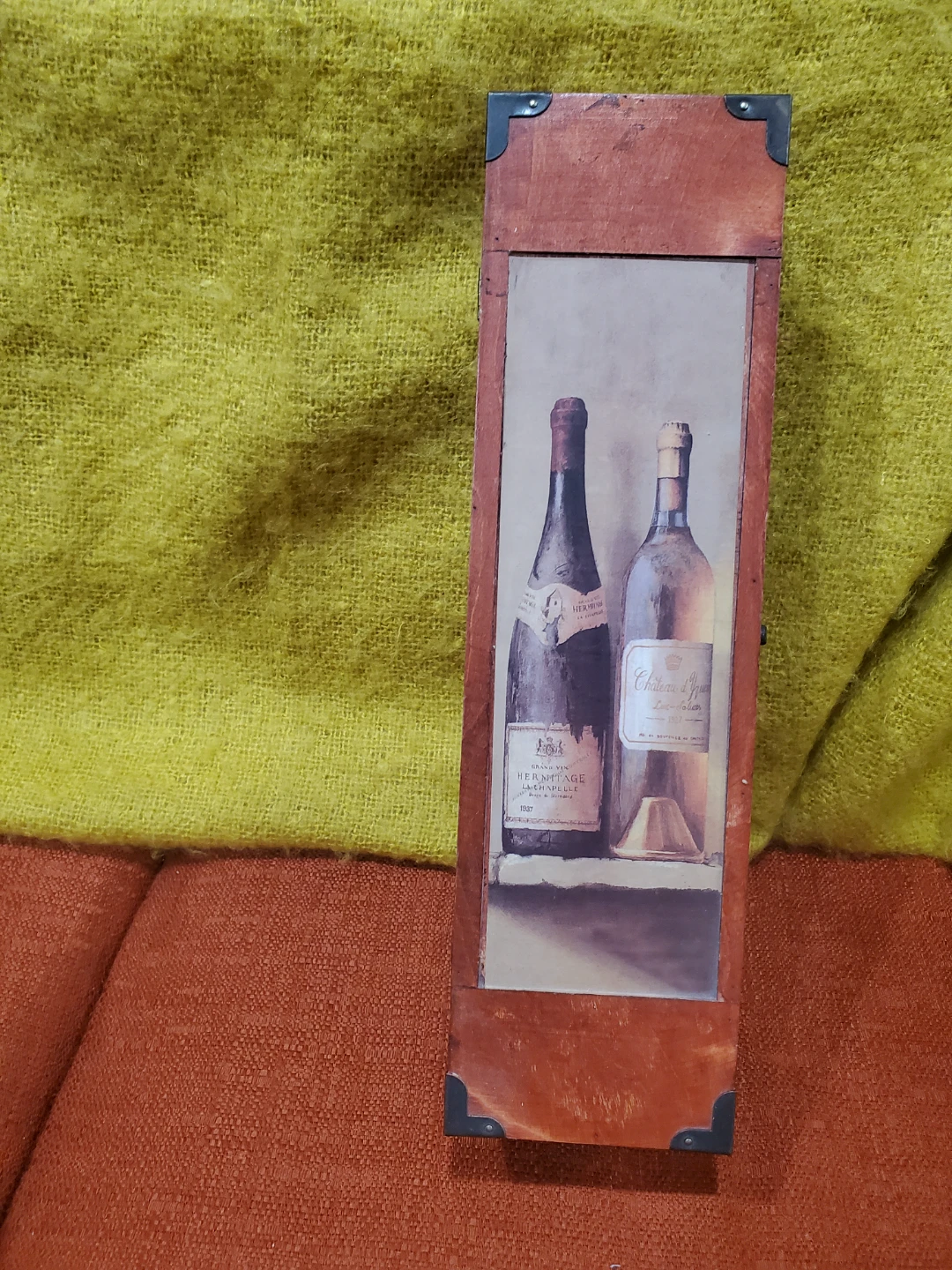 Wooden Wine Bottle Box with Decorative Print