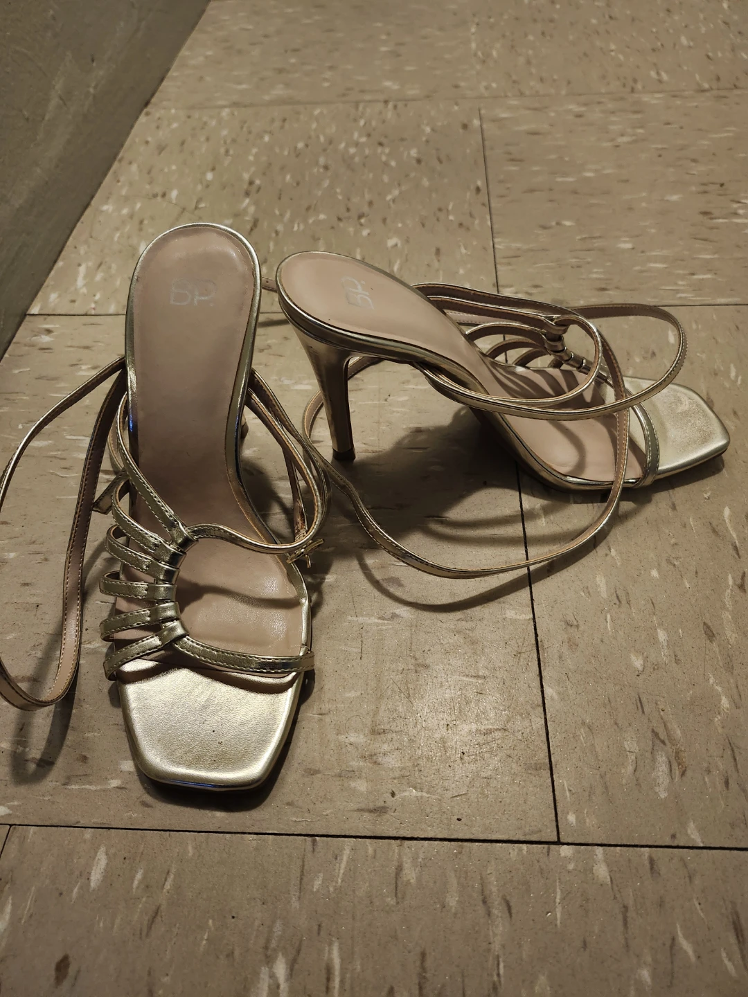 BP. Gold Strappy High Heel Sandals
