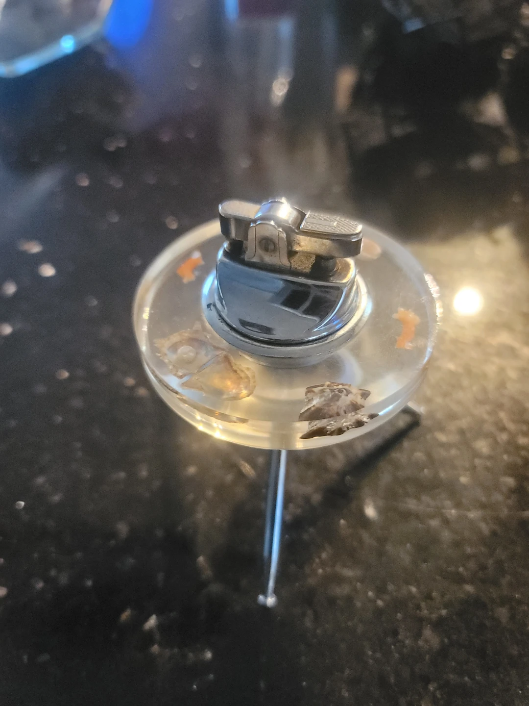 Novelty Lighter with Embedded Shells and Fish Figurines