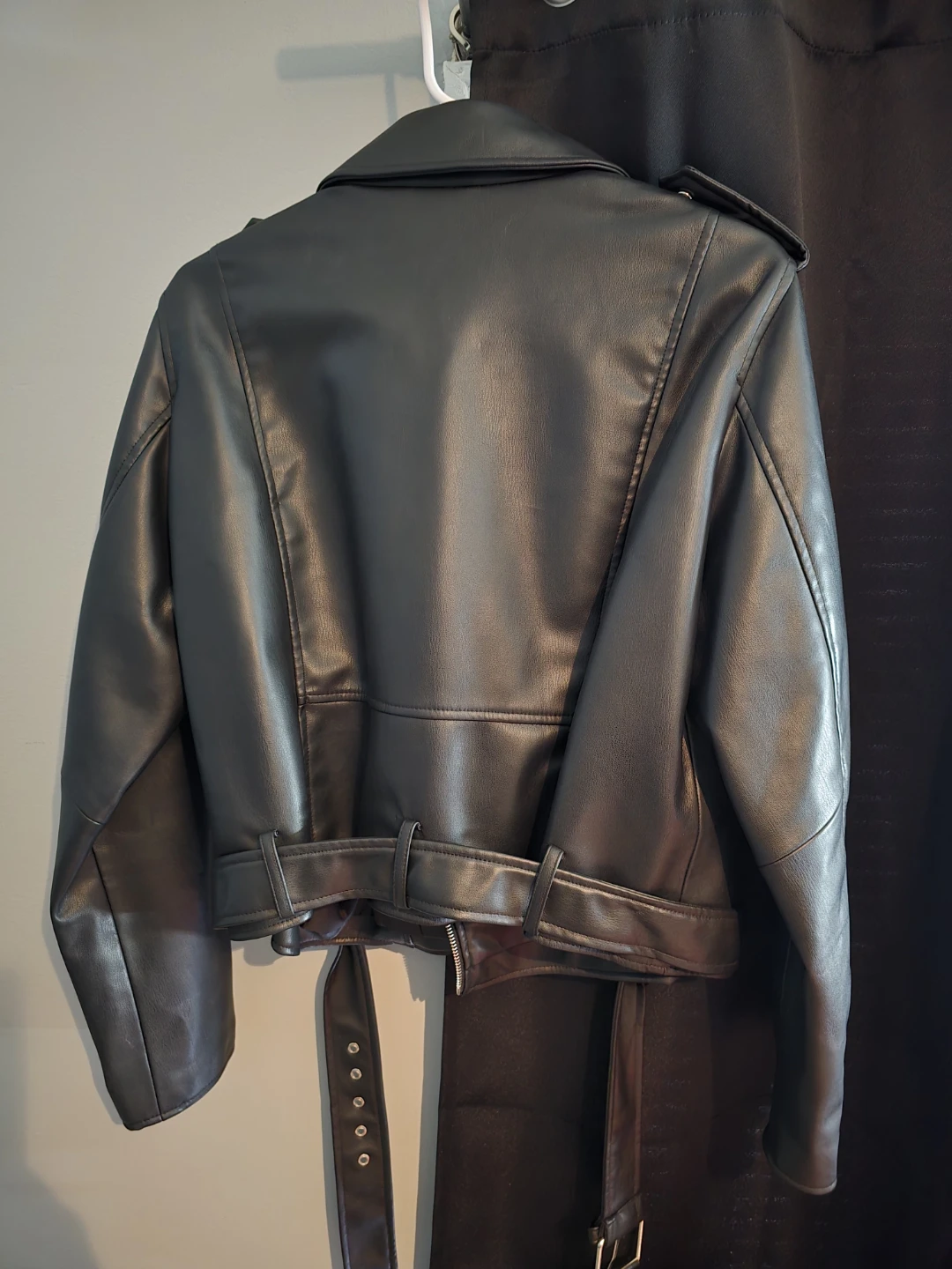 Zara Black Faux Leather Moto Jacket - Size XXL - photo 3
