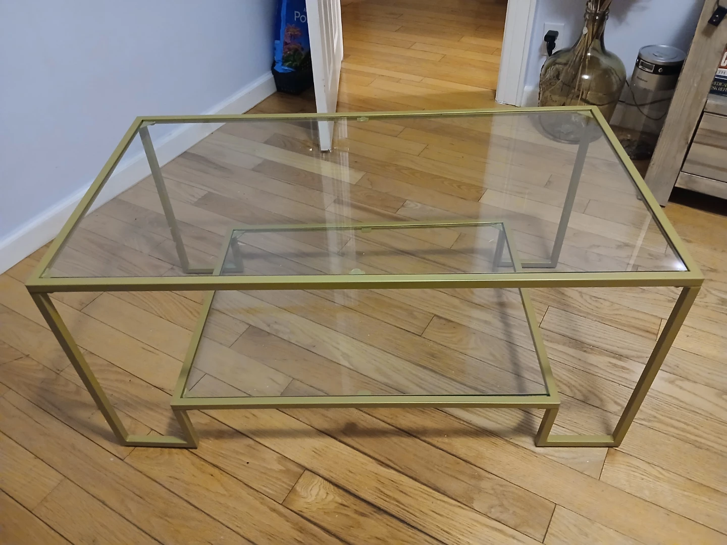 Gold Metal Frame Coffee Table with Glass Top