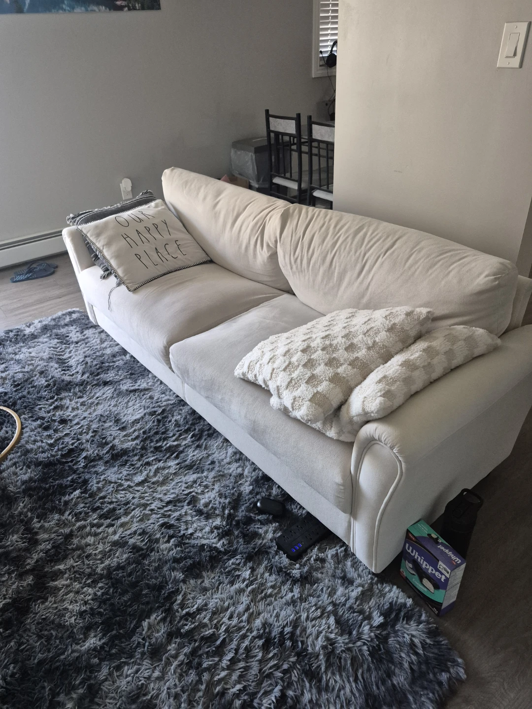 Used Cream Sofa with Pillows - photo 2