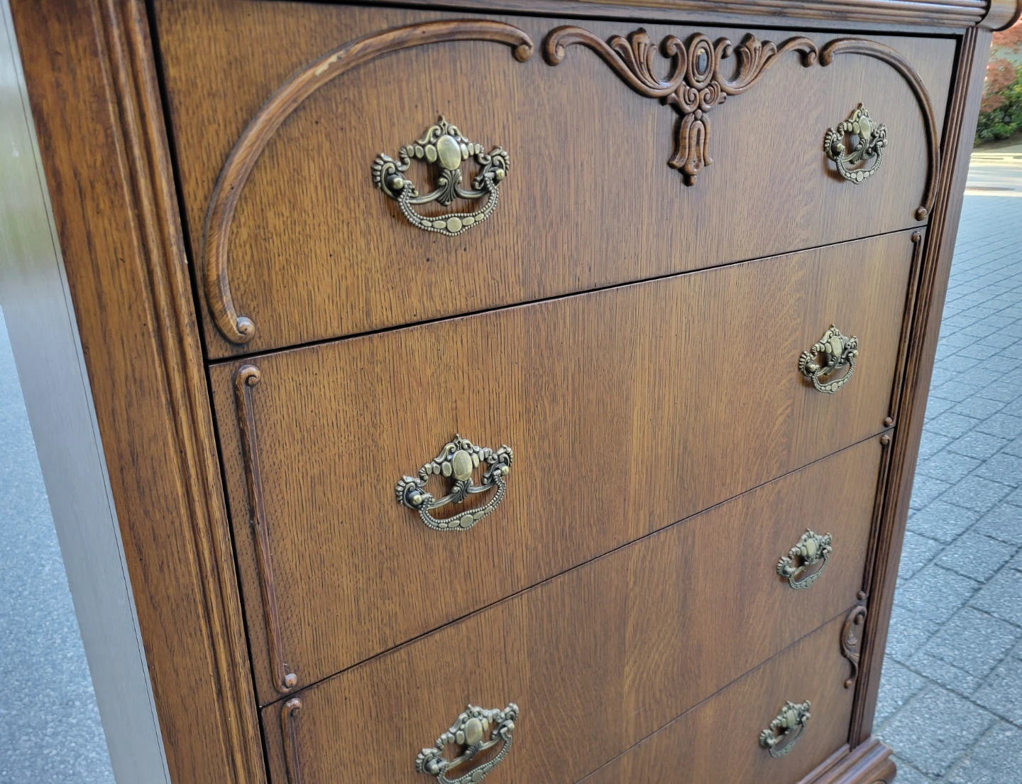 Vintage American Drew Solid Oak Tallboy Dresser. - photo 3