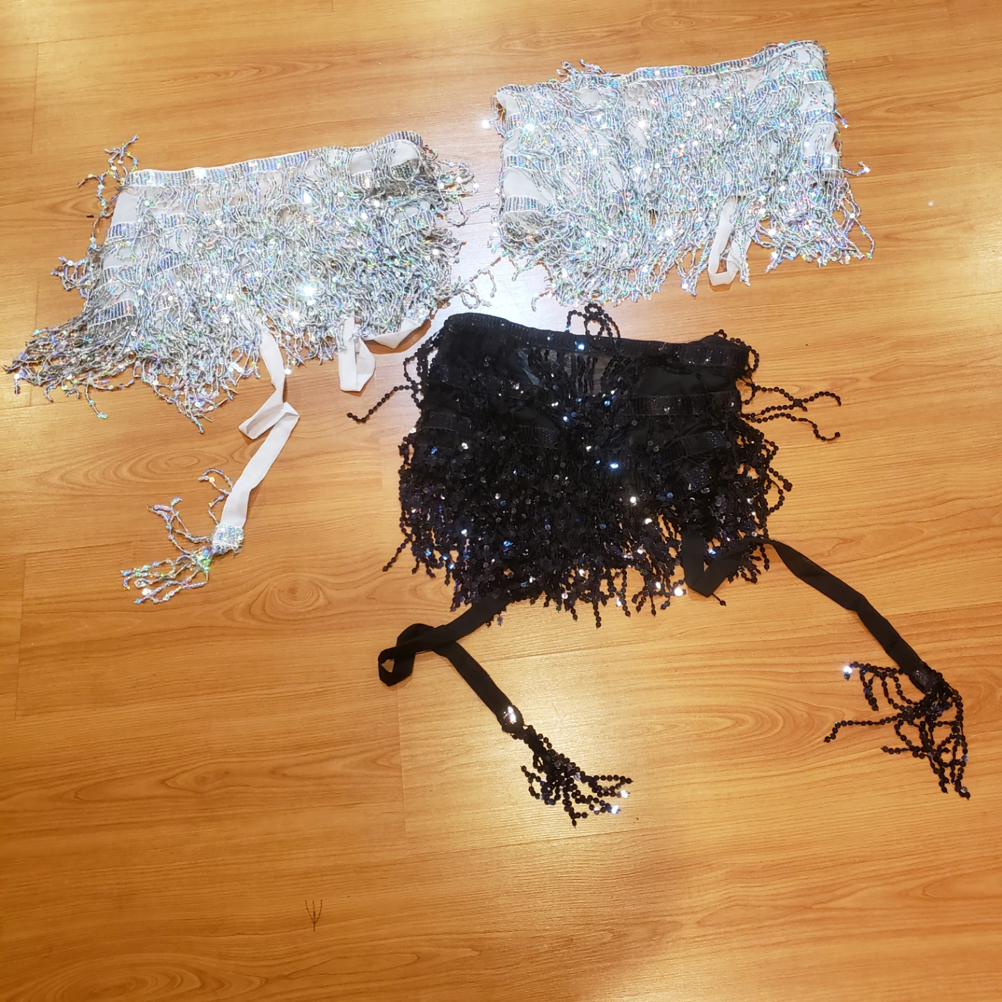 3 Sequin and Fringe Skirts/Wraps