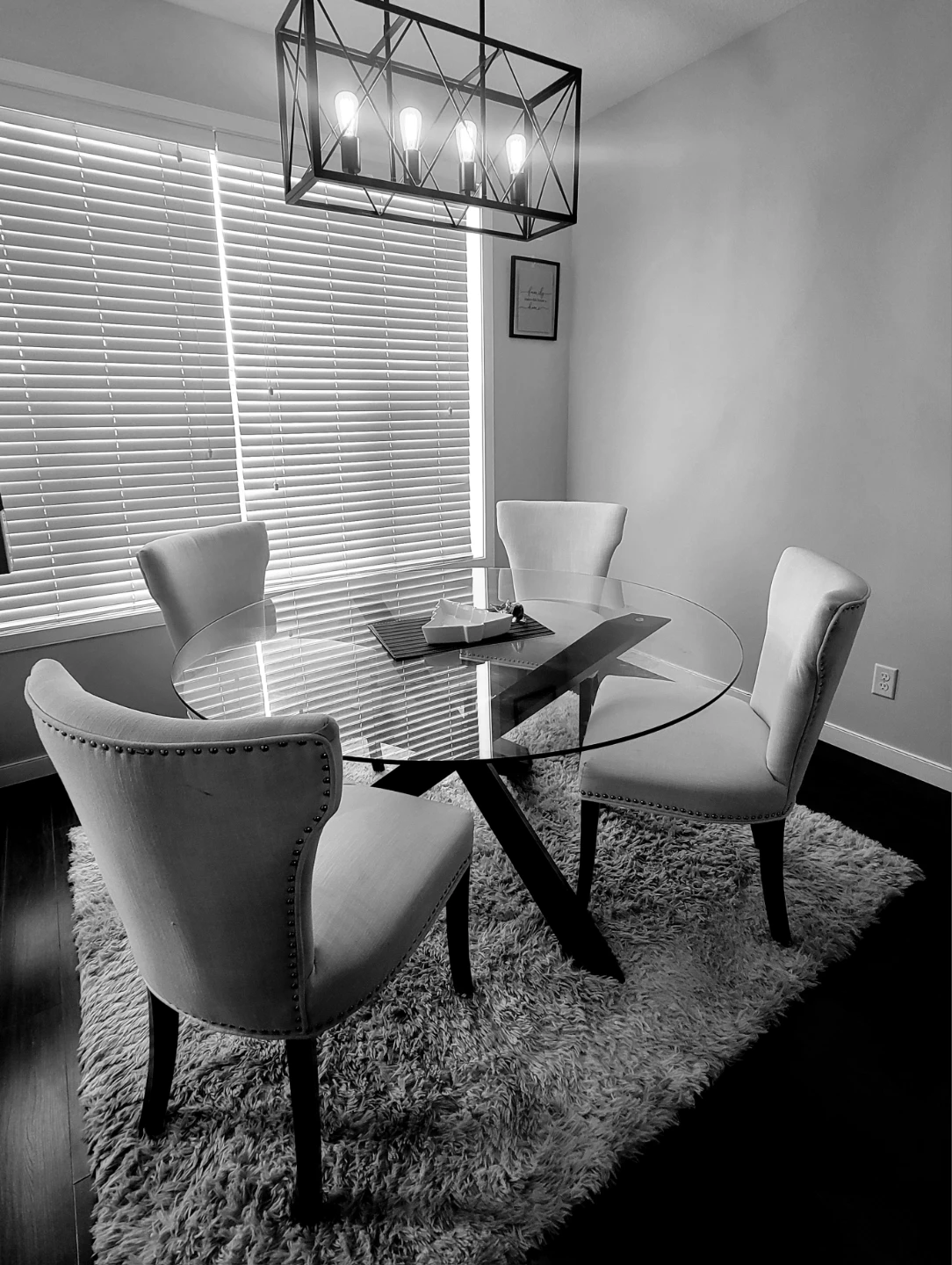 Round Glass Dining Table with 4 Chairs
