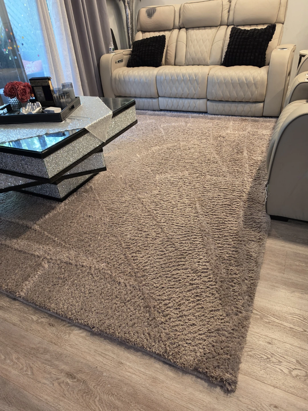 7x10 grey fur shaggy area rug