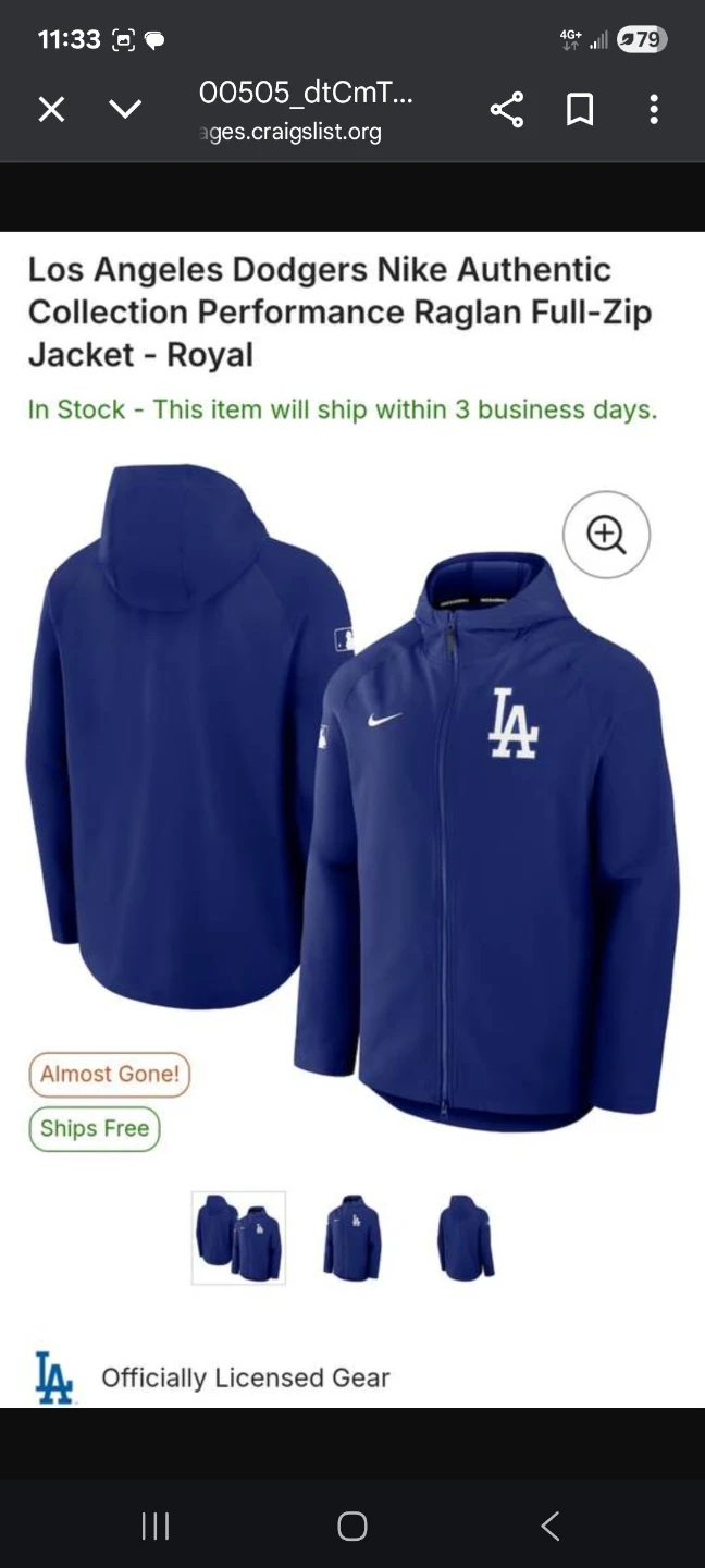 Los Angeles Dodgers Nike xxl jacket nwt