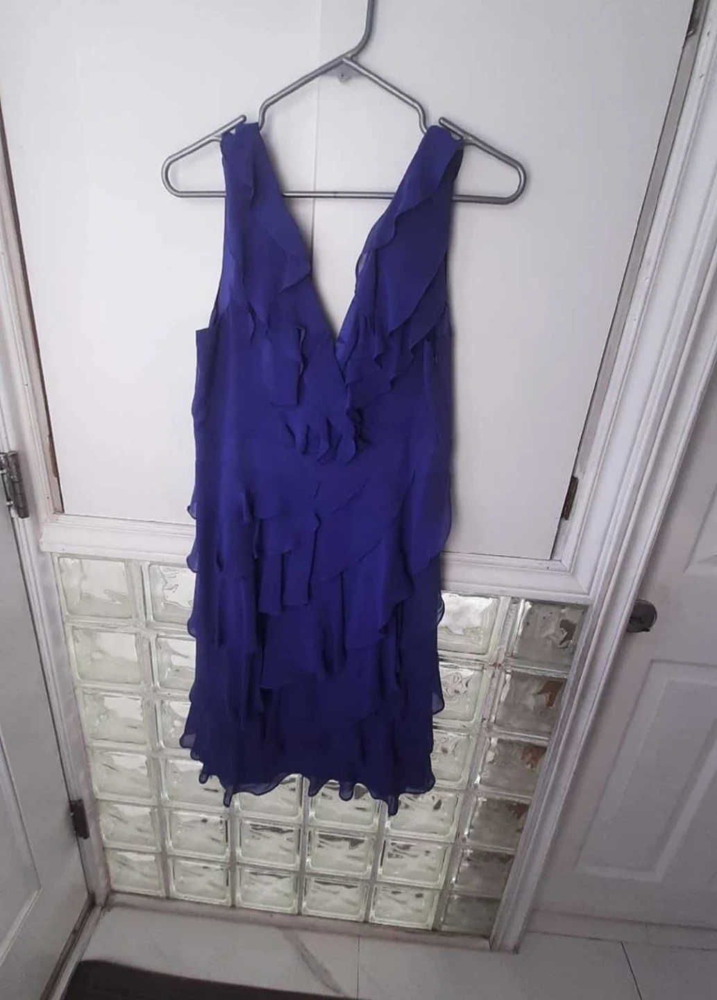 Women's Royal Blue Ruffled V-Neck Dress - photo 3