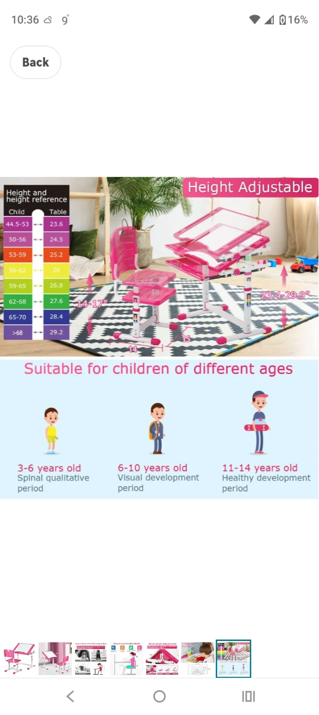 Height Adjustable Kids Study Desk and Chair Set - photo 4