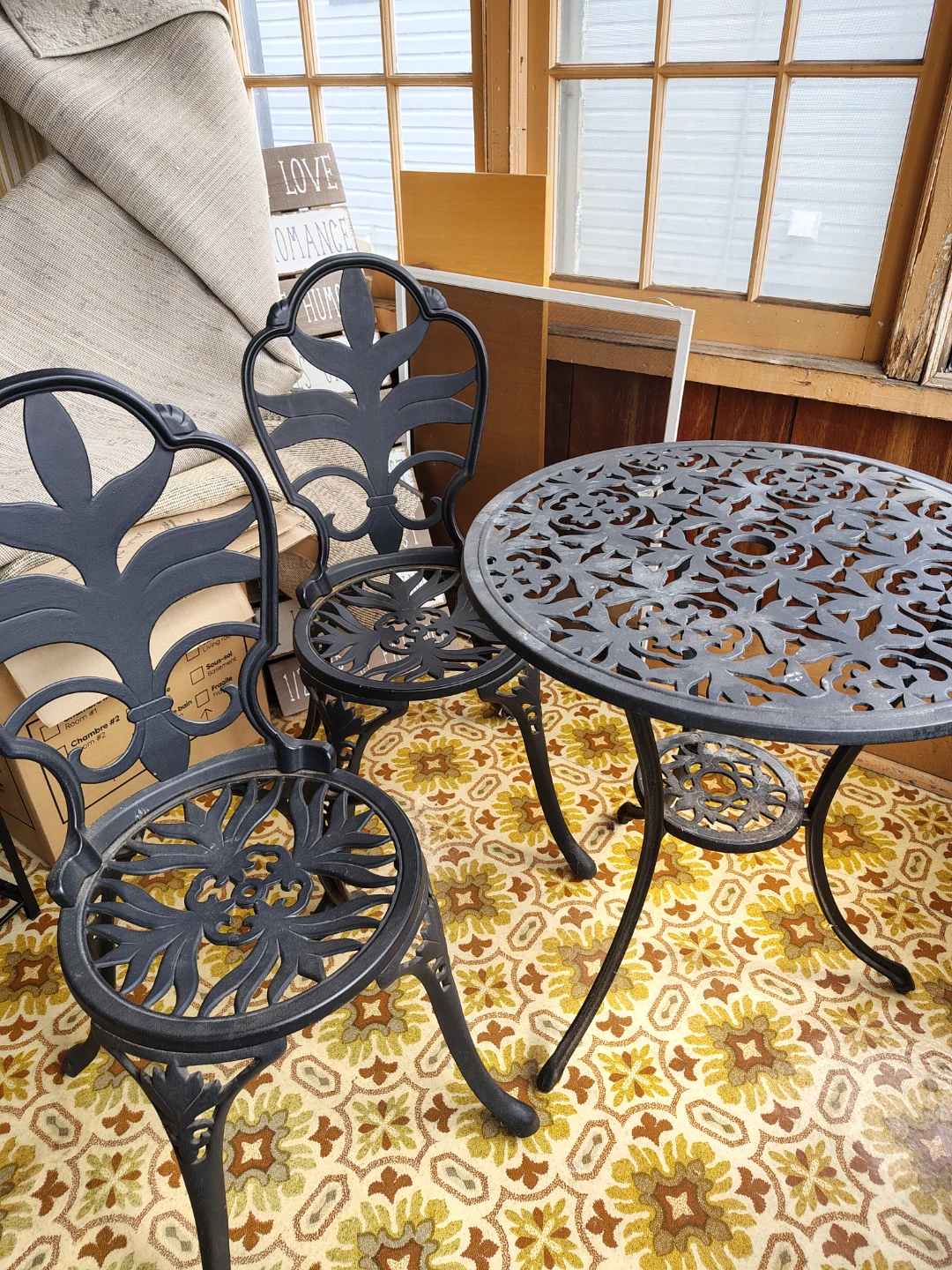 Ornate Metal Bistro Set (Table and 2 Chairs) - photo 3