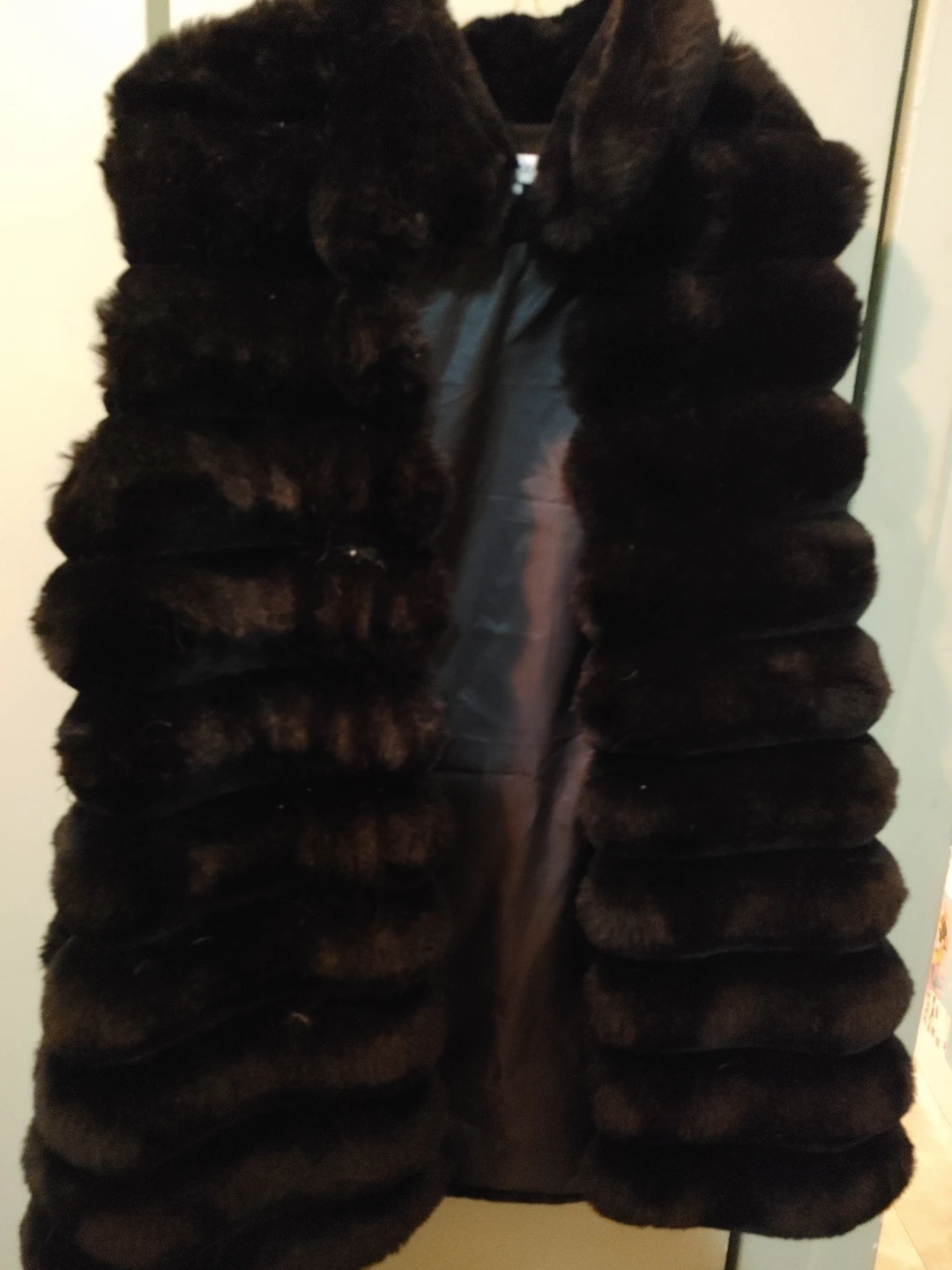 ANDY MODA Black Faux Fur Vest - Size L